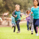 multi-ethnic children running forward